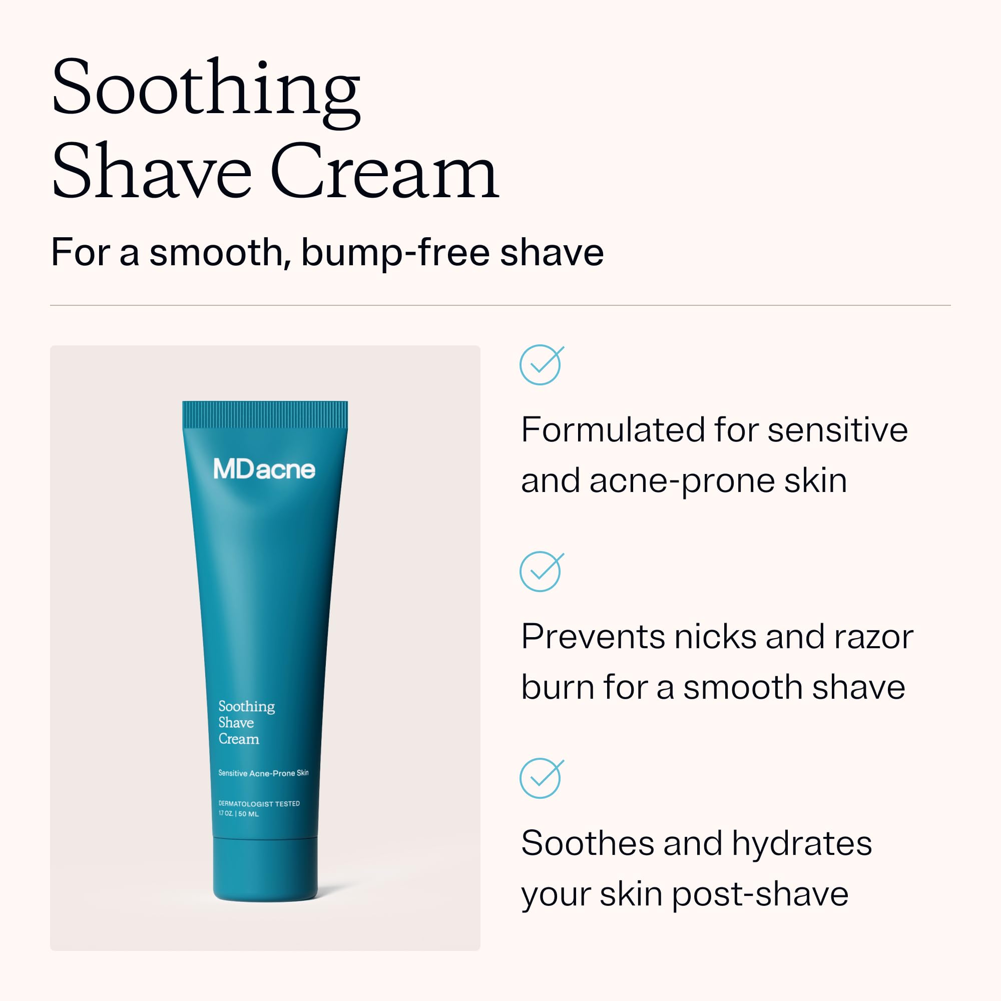 MDacne shaving cream with fresh lather for smooth glide and comfort