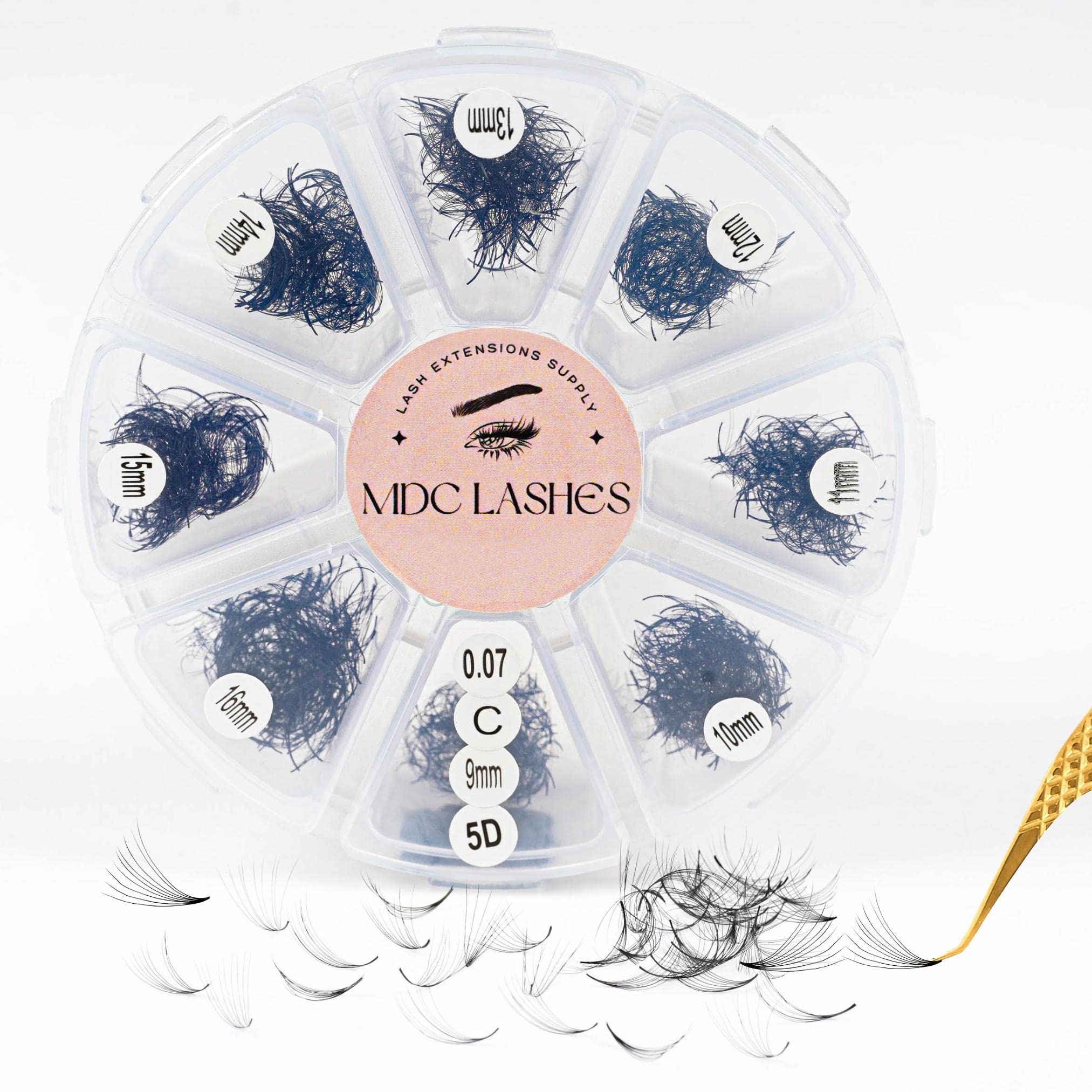 MDC LASHES Promade 1000-count fans ready for fast, voluminous lash sets.