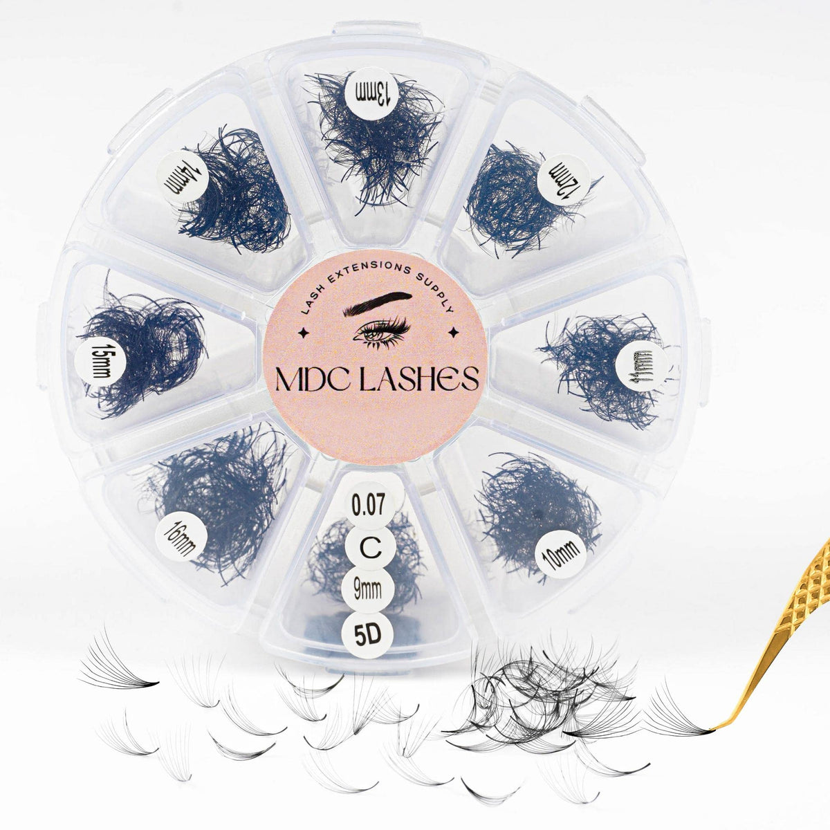MDC LASHES Promade 1000-count fans ready for fast, voluminous lash sets.