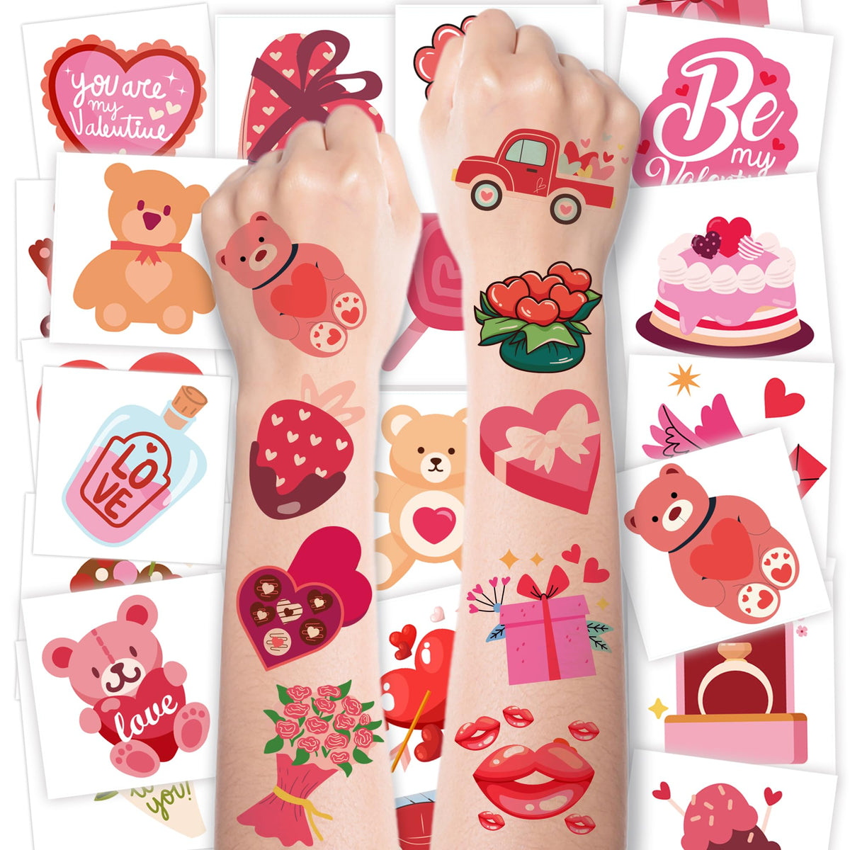 MDDRUIQI valentines tattoos 150-pc pack ideal for party favors and festive decor.