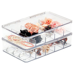 mdesign Ligne Collection 5-section organizer shows clear compartments for hair clips.