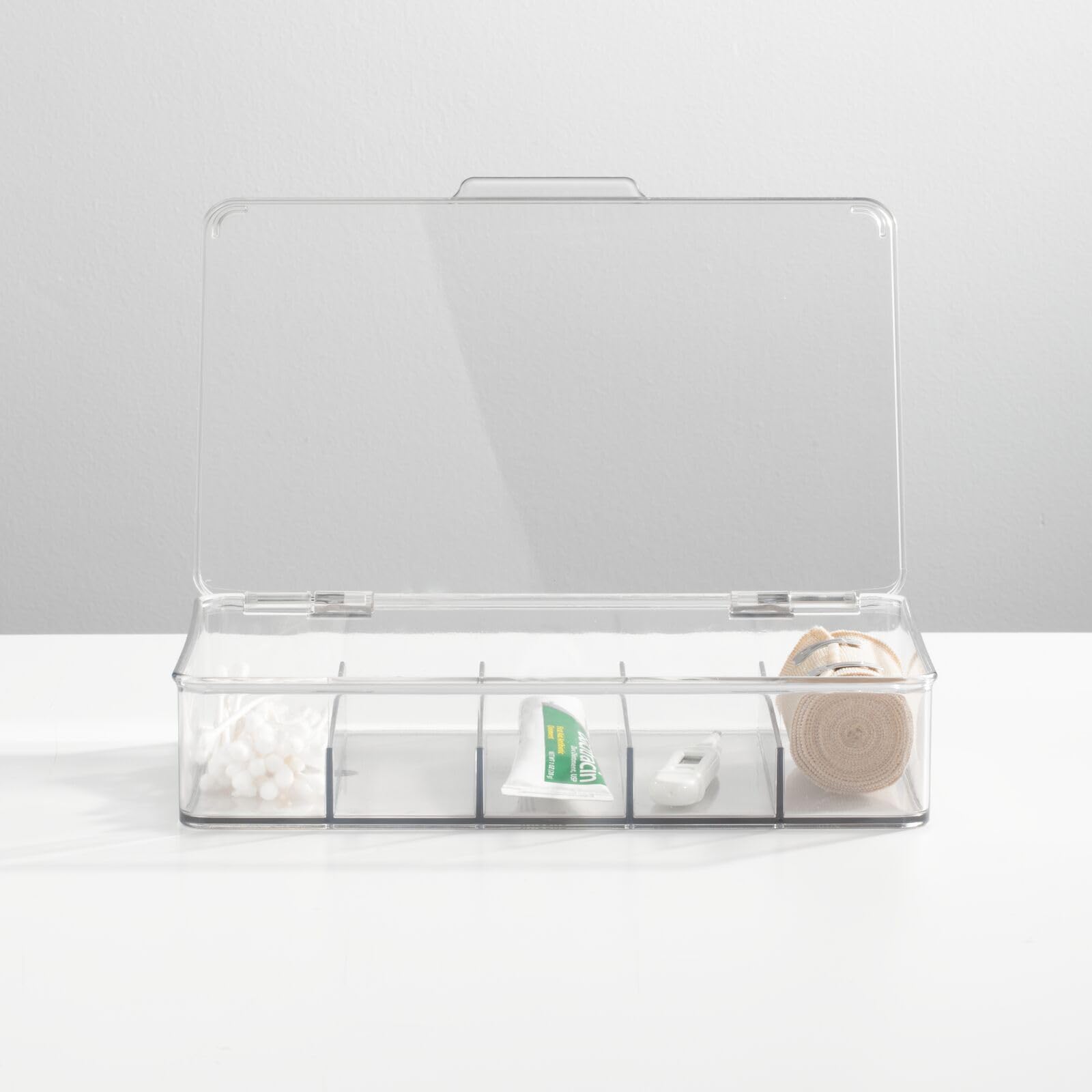 mdesign Ligne Collection 5-section box offers visibility to locate jewelry quickly.