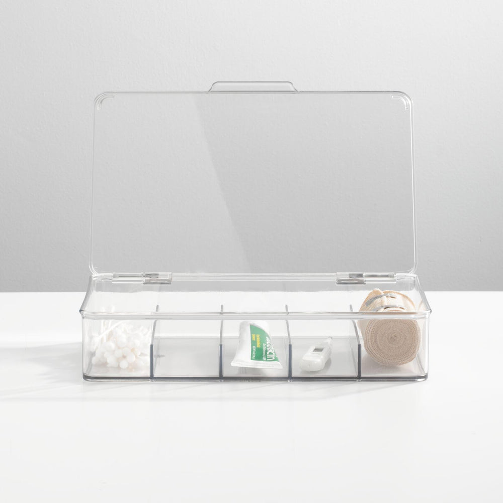 mdesign Ligne Collection 5-section box offers visibility to locate jewelry quickly.