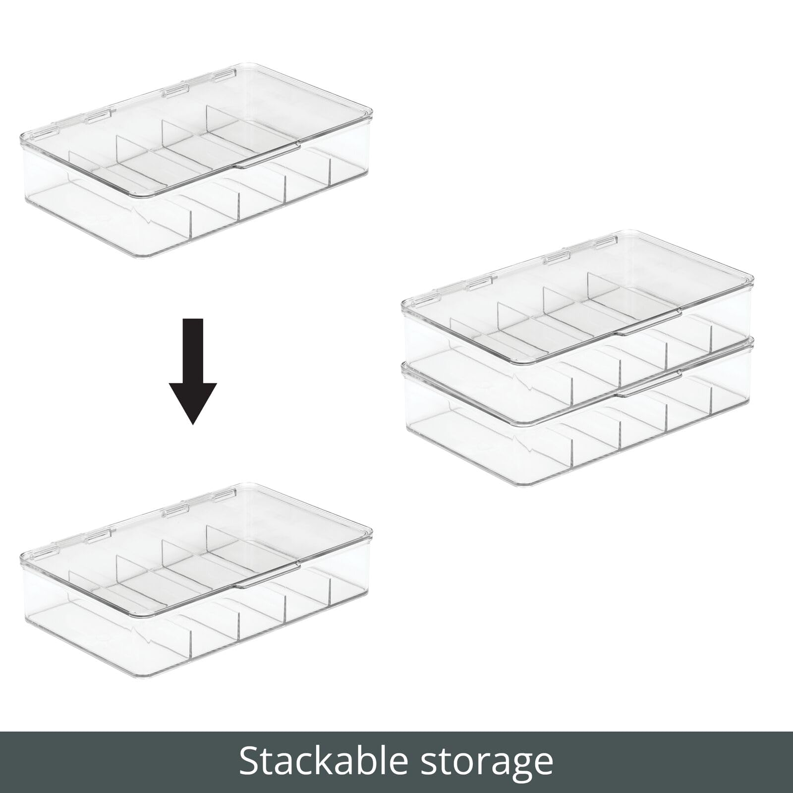 mdesign Ligne Collection 2-pack organizer stacks neatly on a vanity.