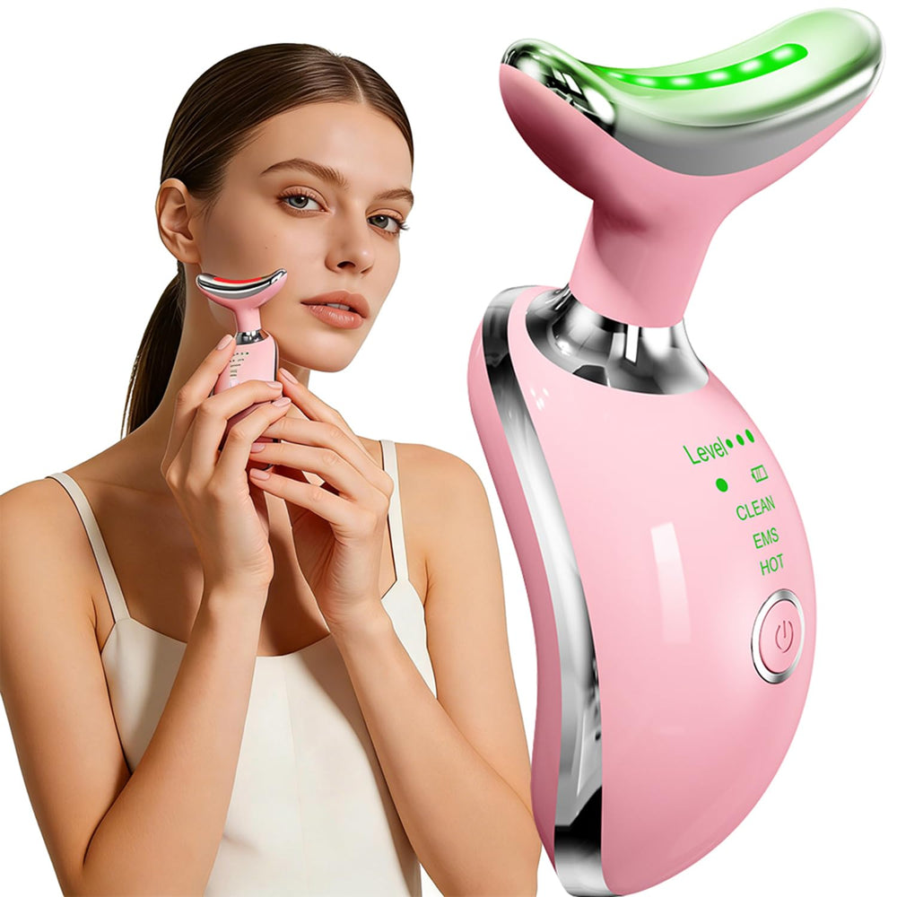 Mdewirt face and neck massager with heat for smoother skin feel during routine.