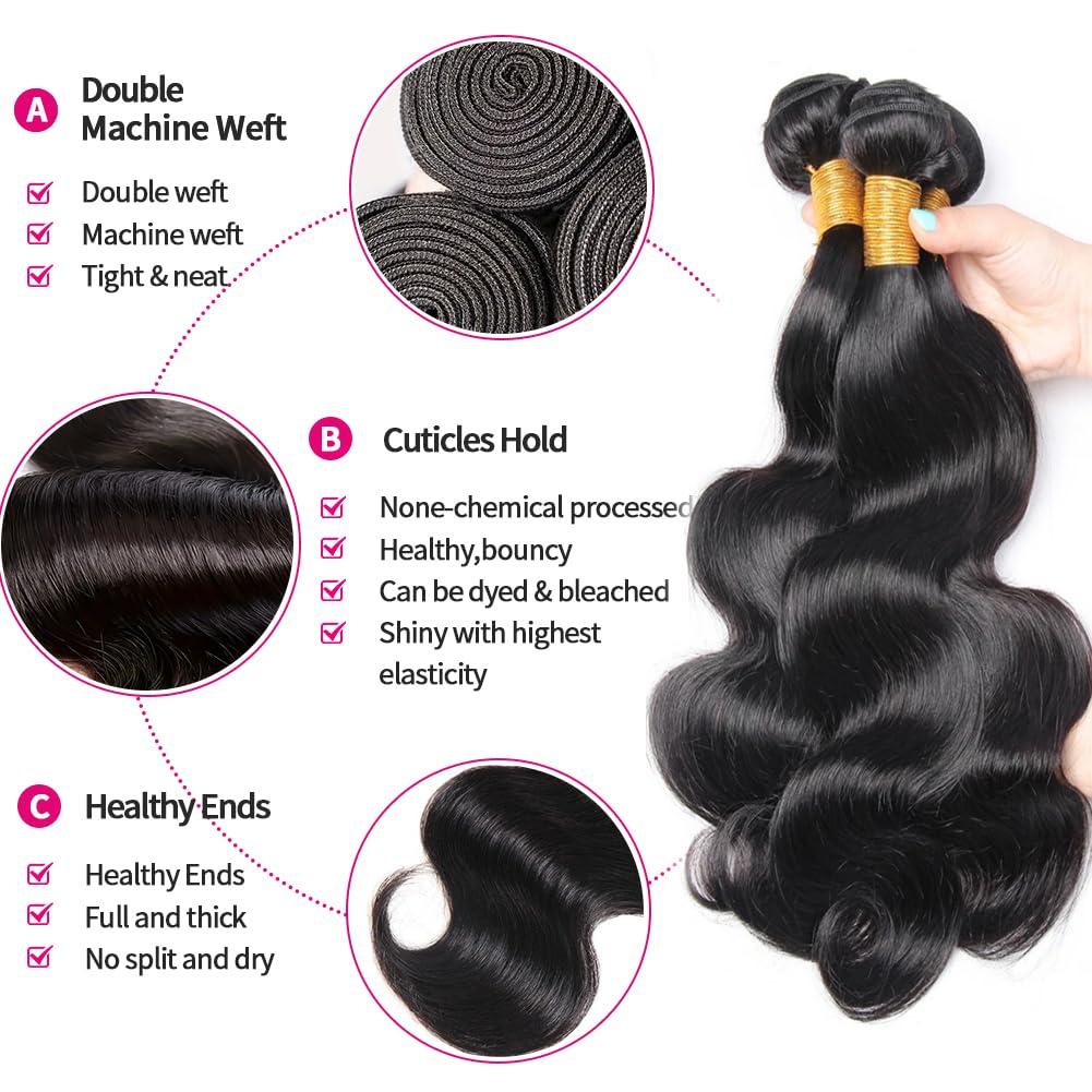 MDL 12A Body Wave Bundles length-visual highlights 16 to 20 inches.