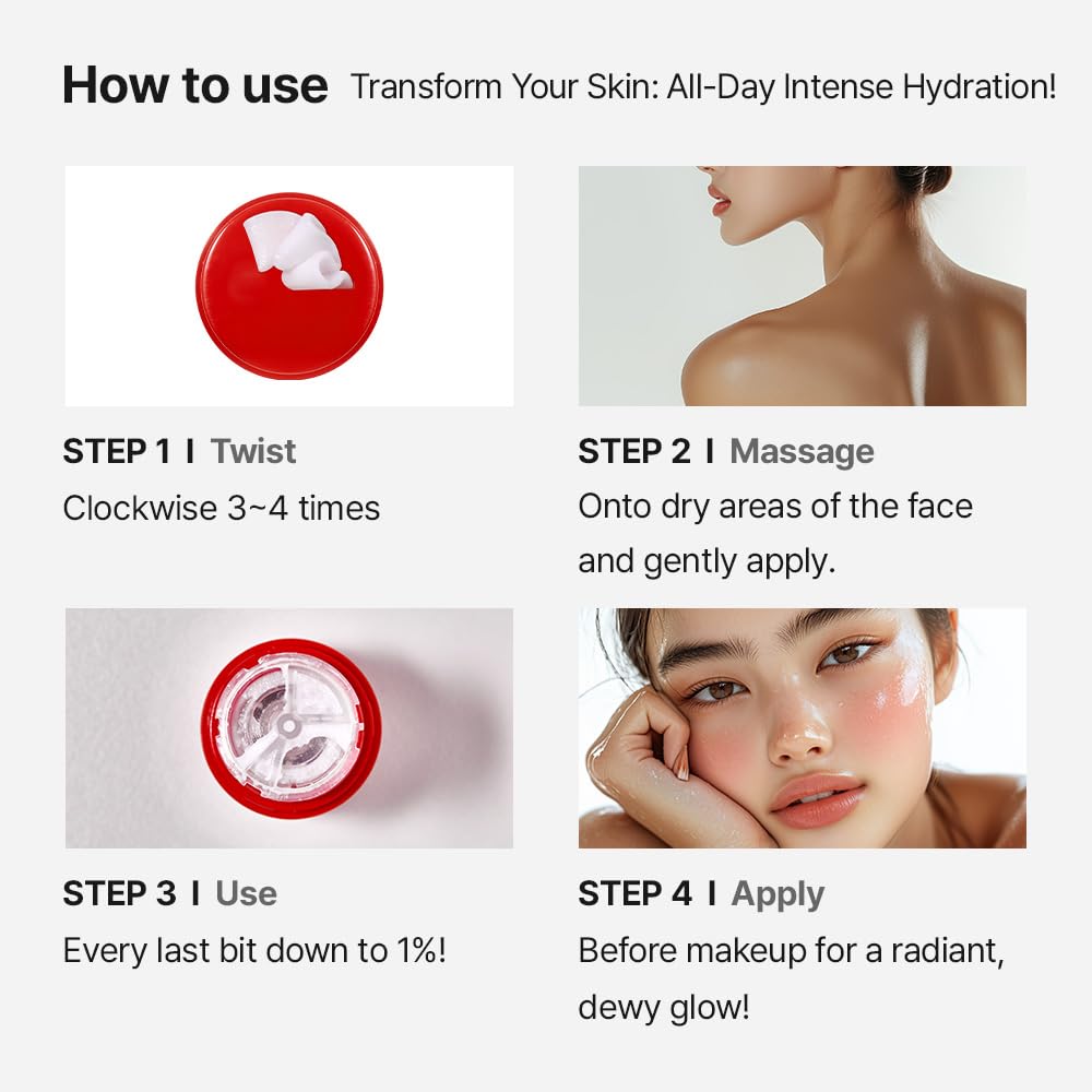 MDP Red Lacto Collagen balm-stick in action shows targeted application on skin.