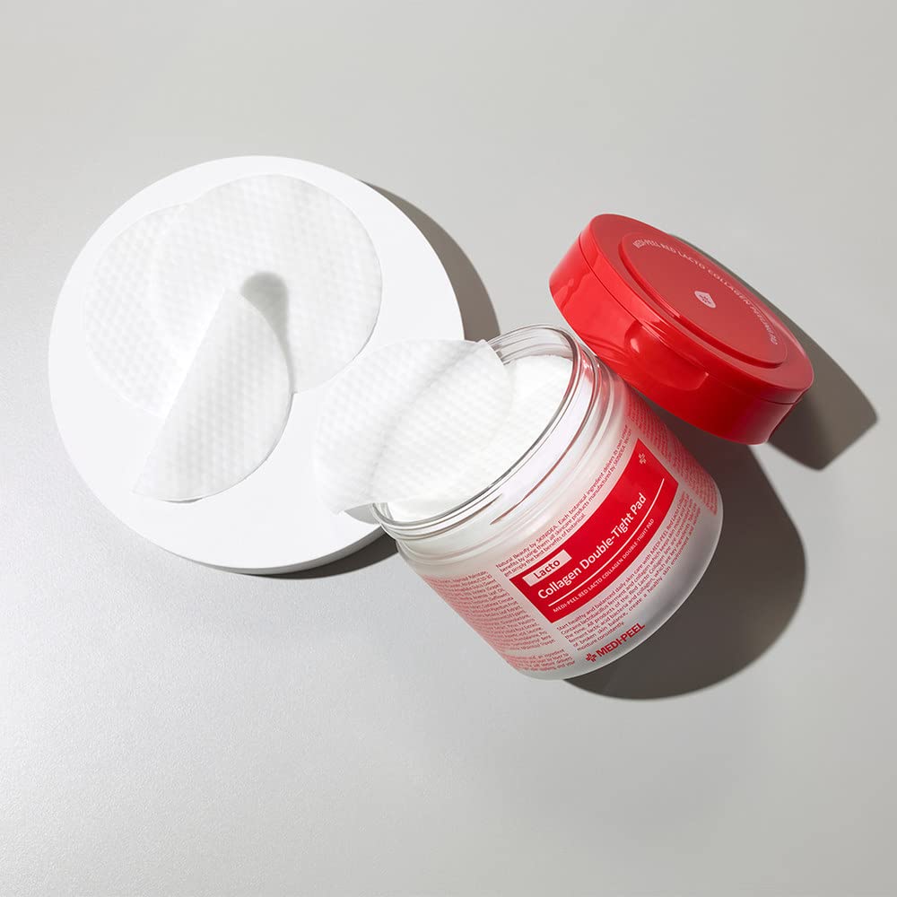 MDP Red Lacto Collagen Peeling Pad texture close-up showing gentle exfoliation
