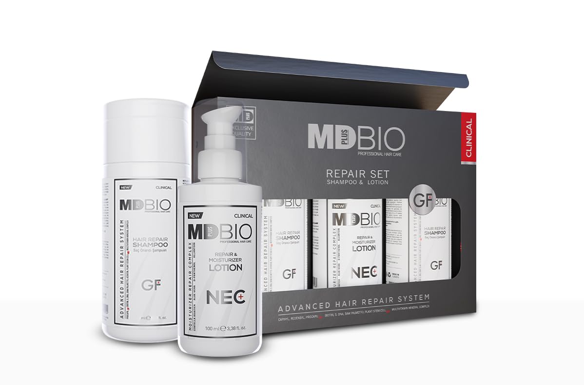MD Plus Bio regrowth serum bottle for scalp nourishment and potential thinning support.