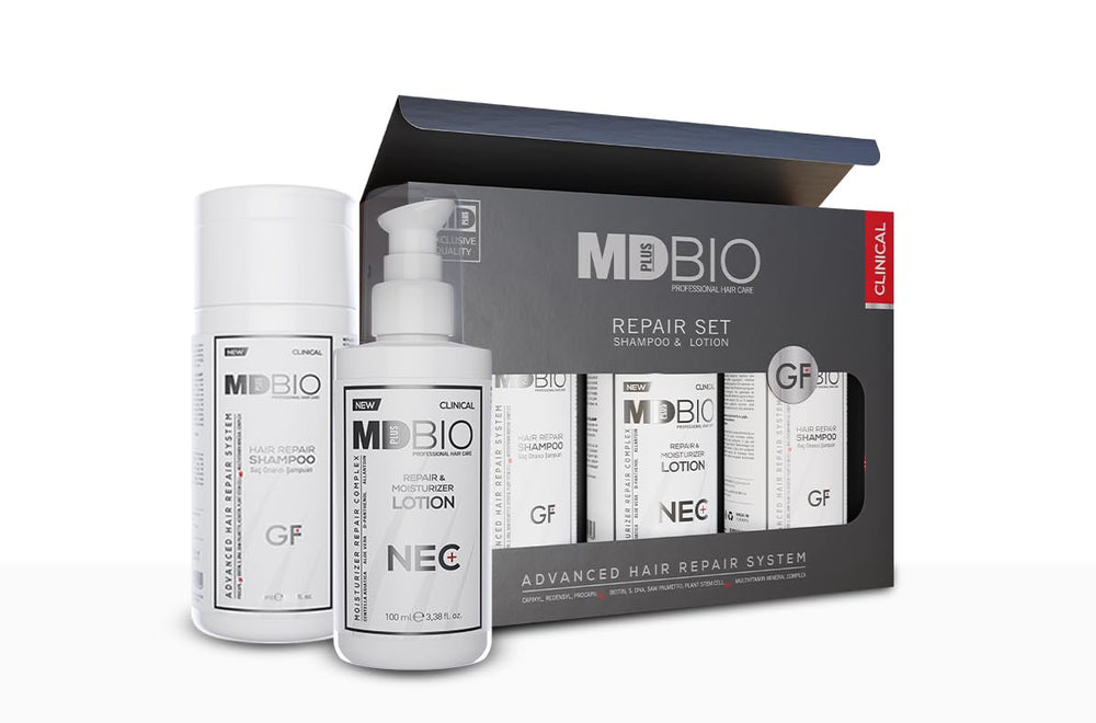 MD Plus Bio regrowth serum bottle for scalp nourishment and potential thinning support.