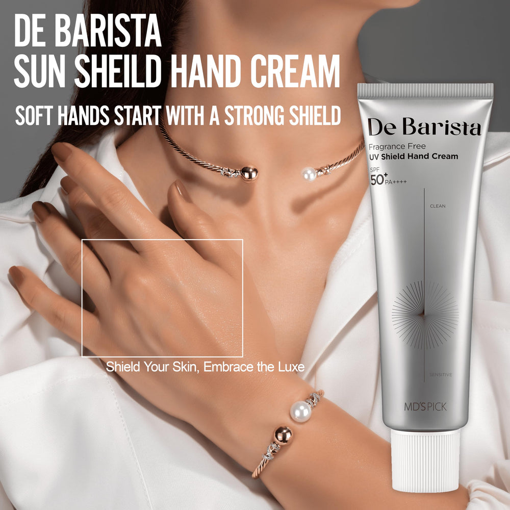 MD'S PICK De Barista Sun Shield Hand Cream application demonstrates quick, non-greasy hydration.