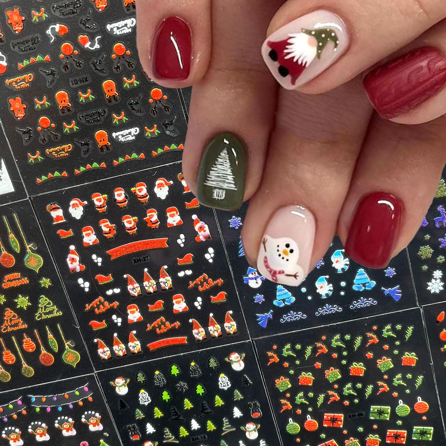 Mdscve Christmas reindeer stickers add whimsy to holiday nail designs