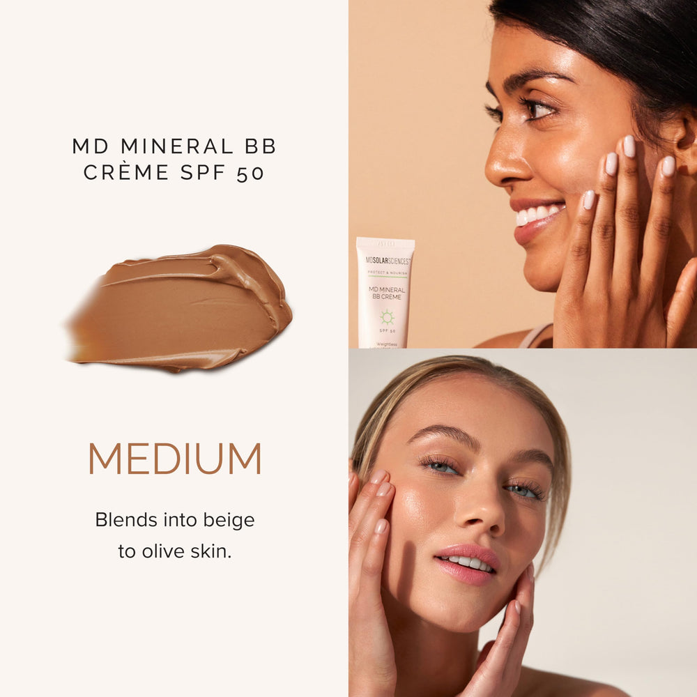 MDSolarSciences Mineral BB Creme SPF 50 niacinamide-brightening effect for even tone.