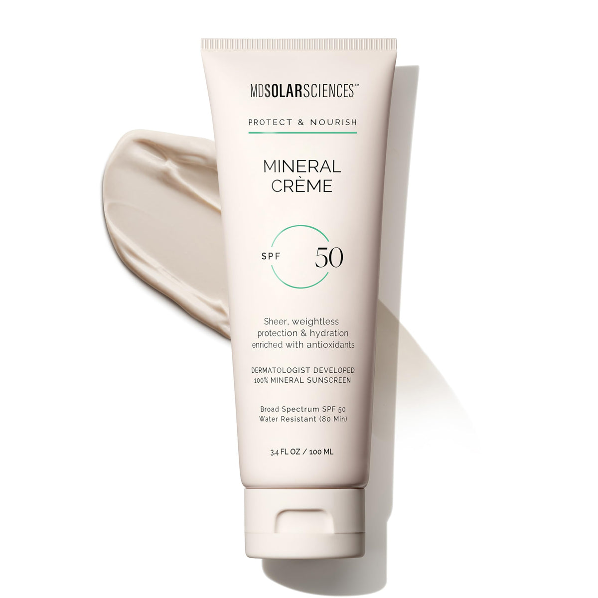 MDSolarSciences Mineral Creme Sunscreen SPF 50 bottle shown for daily protection