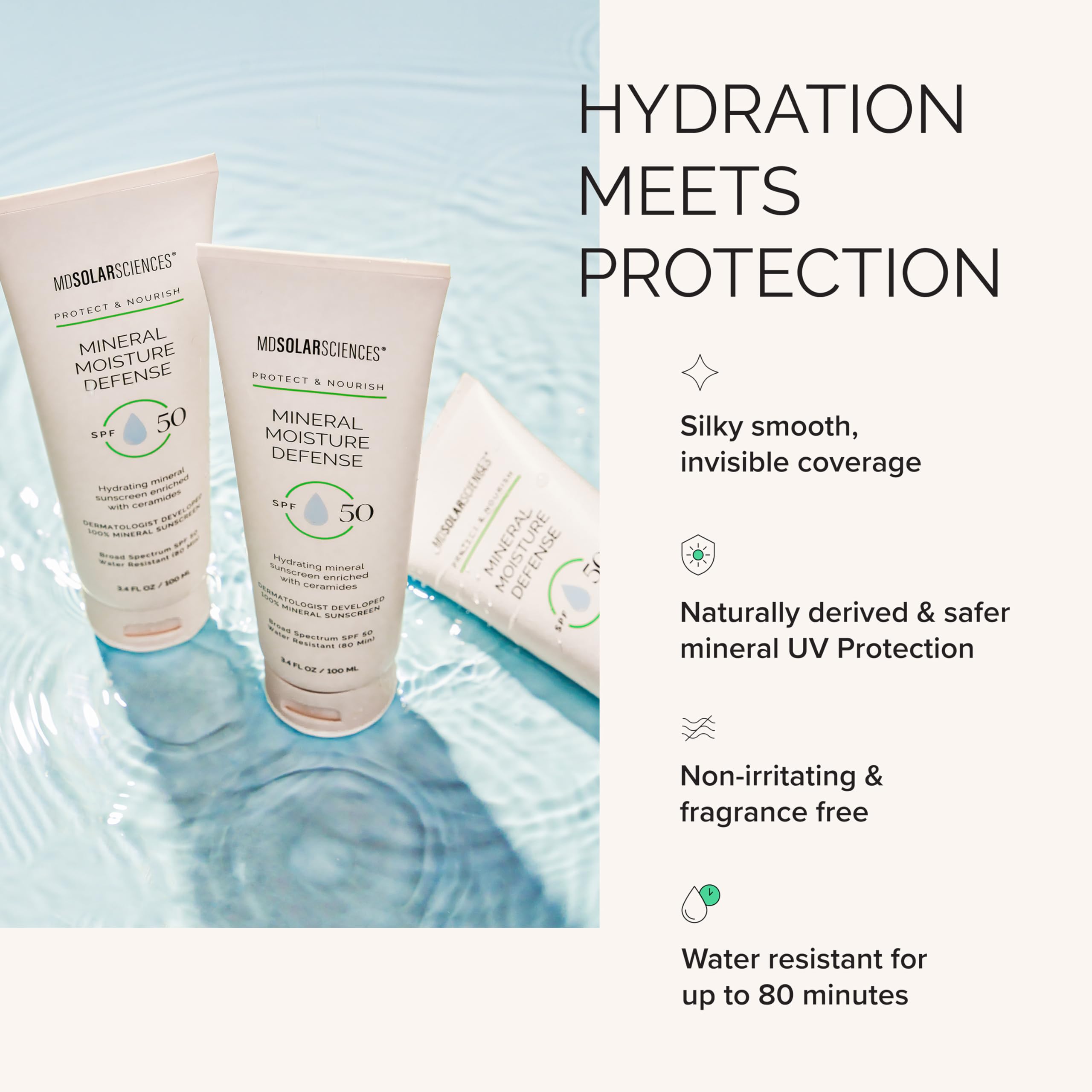 MDSolarSciences Mineral Moisture Defense ingredients shot with Vitamin C and Green Tea.