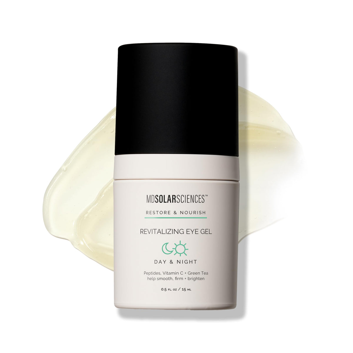 MDSolarSciences Revitalizing Eye Gel bottle close-up with fragrance-free soothing formula