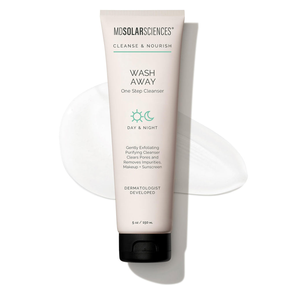 MDSolarSciences Wash Away cleanser bottle front showing gentle cleansing action