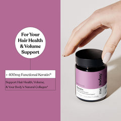 Me Today KeraGEN-IV capsules close-up showing 400mg per serving