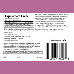 Me Today KeraGEN-IV packaging box highlighting clean vegetarian formula