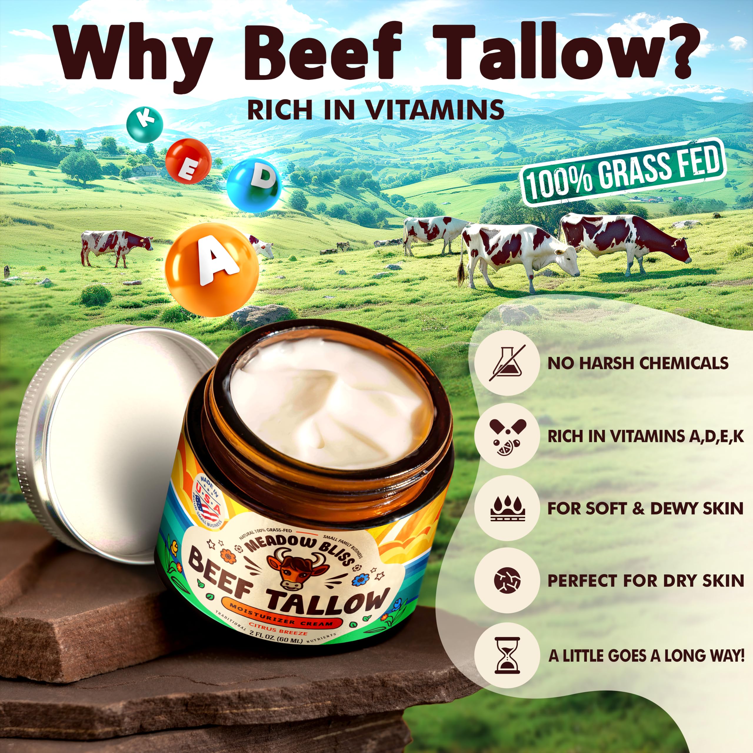 Meadow Bliss product shown on hands and face for versatile use