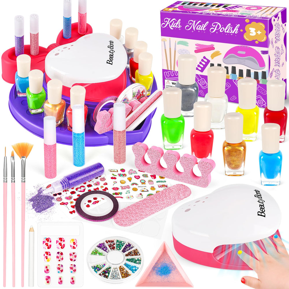 Meaicezli Kids Nail Polish Set with butterfly manicure machine for easy at-home nail art.