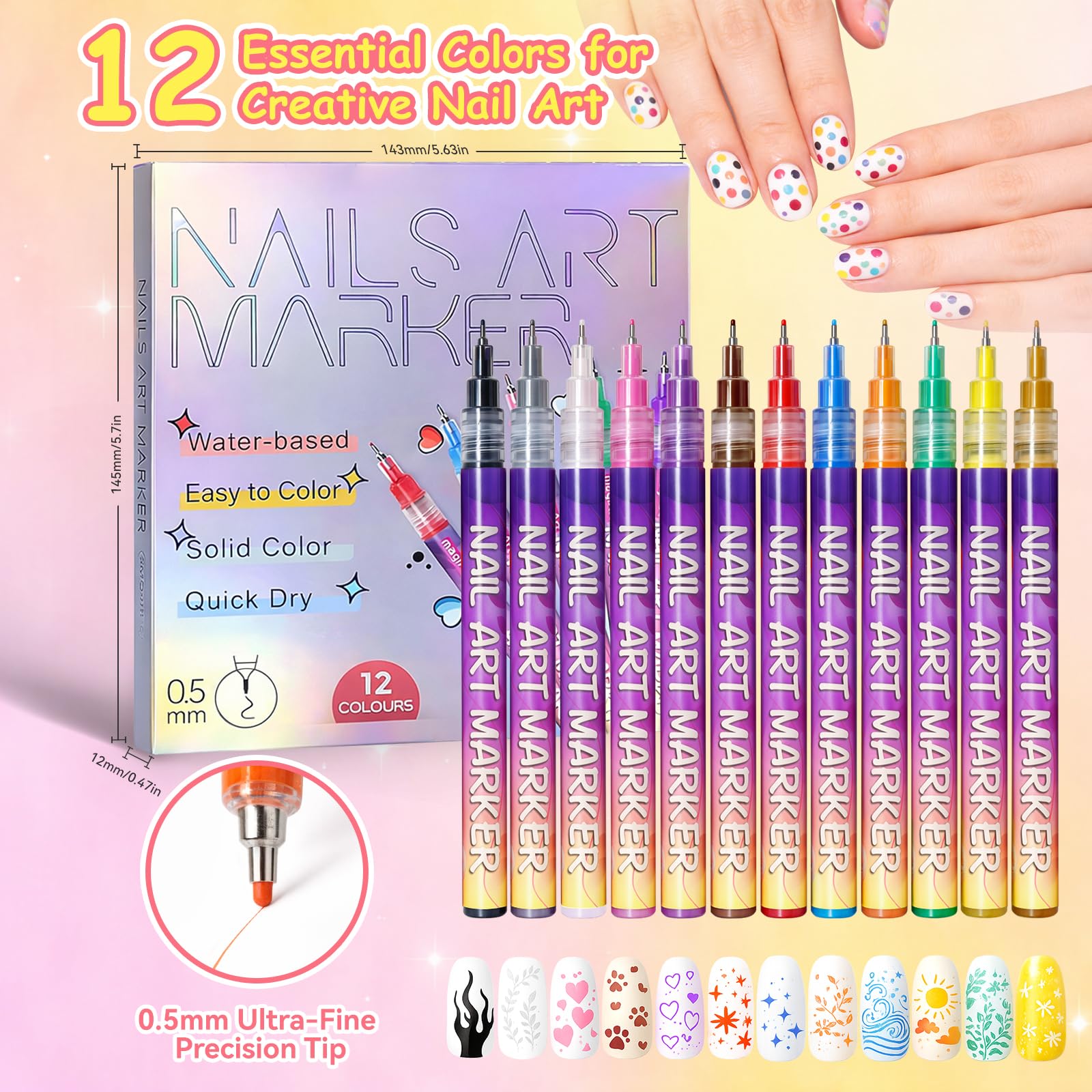 Mearens nail art pens offer smooth ink flow for beginners