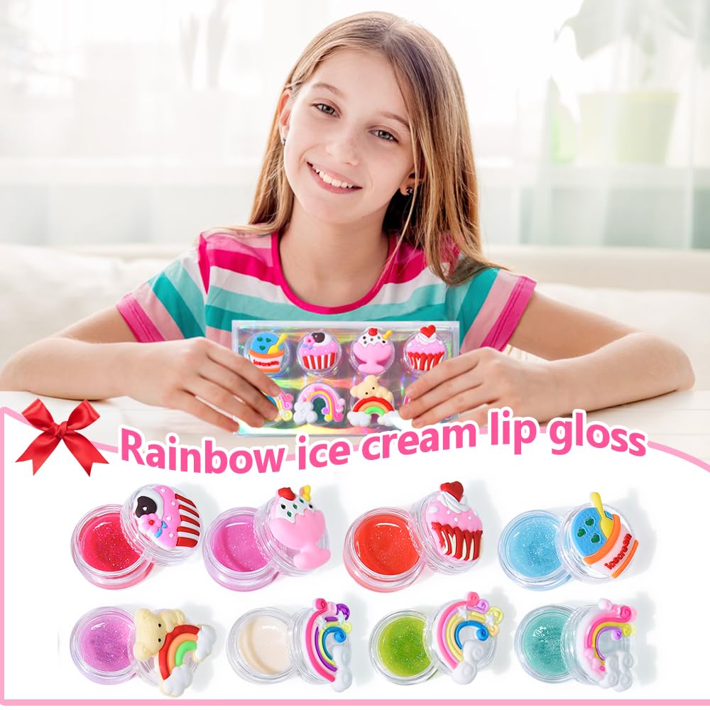 Mebtmel lip gloss tubes with rainbow patterns add playful flair