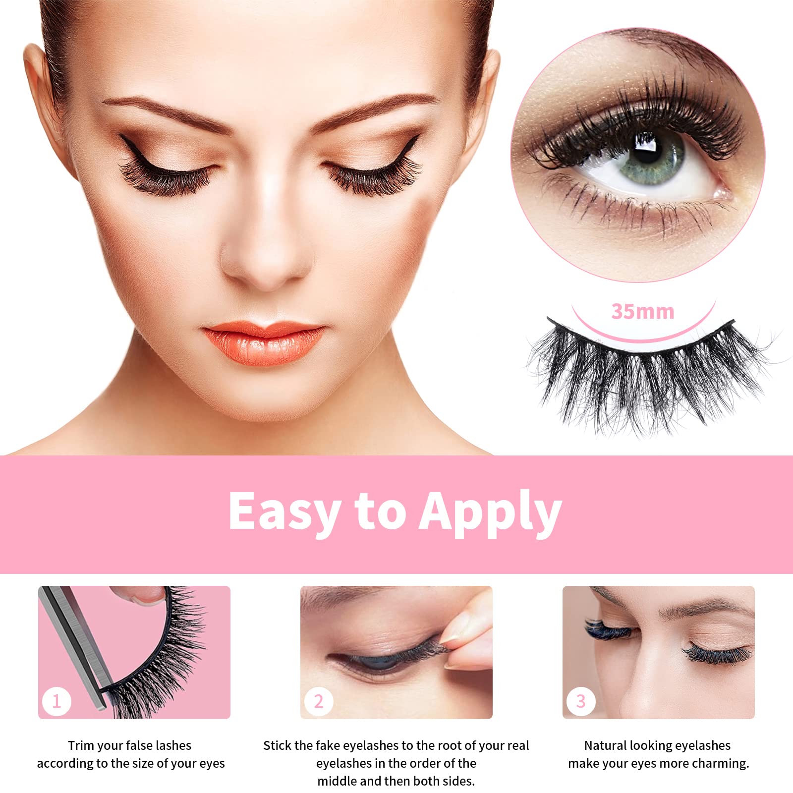Mebver seven-pairs lash set, ideal for multiple occasions.