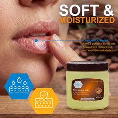 MED PRIDE Cocoa Butter Petroleum Jelly on lips for smooth, chapped-lip relief