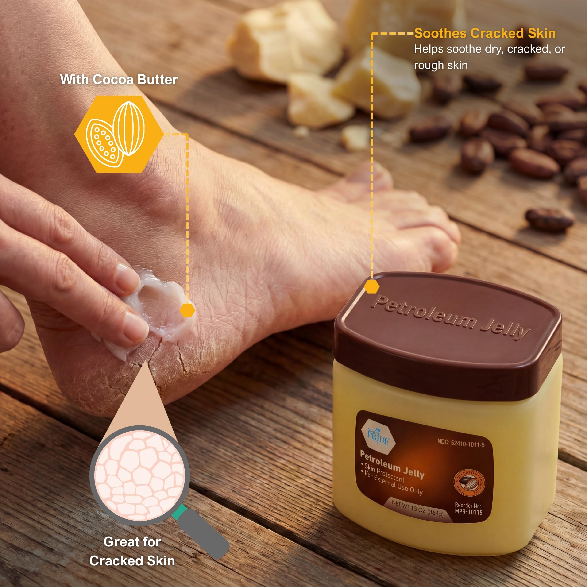 MED PRIDE skin protectant being applied to a rough elbow to form a barrier.