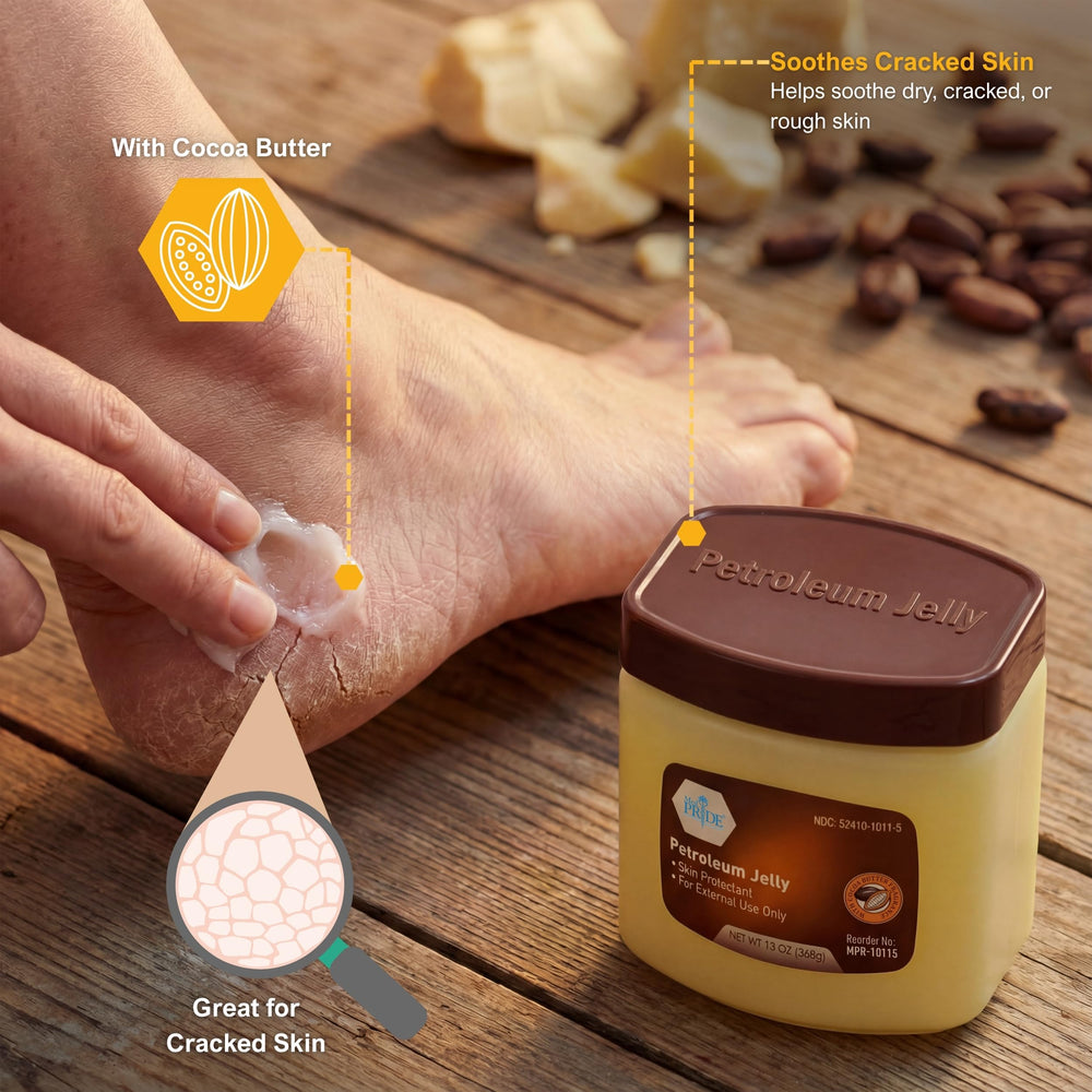 MED PRIDE skin protectant being applied to a rough elbow to form a barrier.