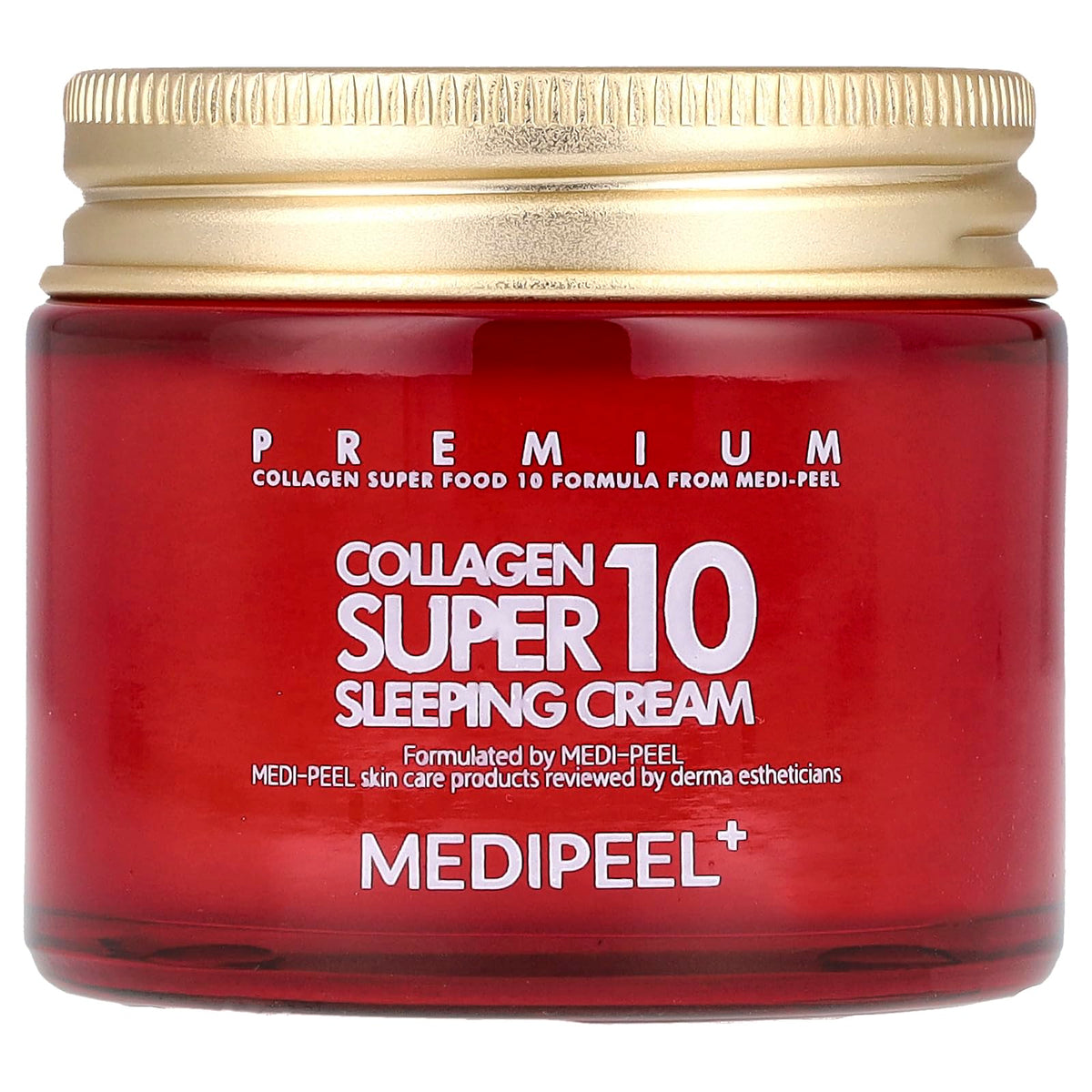 MEDI-PEEL Collagen 10 Sleeping Cream jar close-up showing rich hydration for nighttime care.