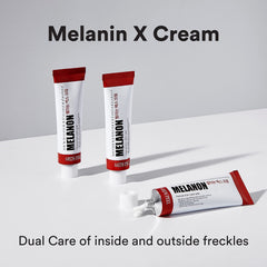 Medi-Peel Melanon X Cream label packaging highlights actives for skin tone care.