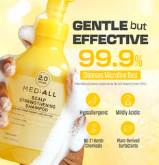 Massaging MEDIALL shampoo into scalp during routine for soothing comfort
