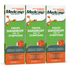 Medicasp coal tar shampoo bottle showing first-wash relief potential