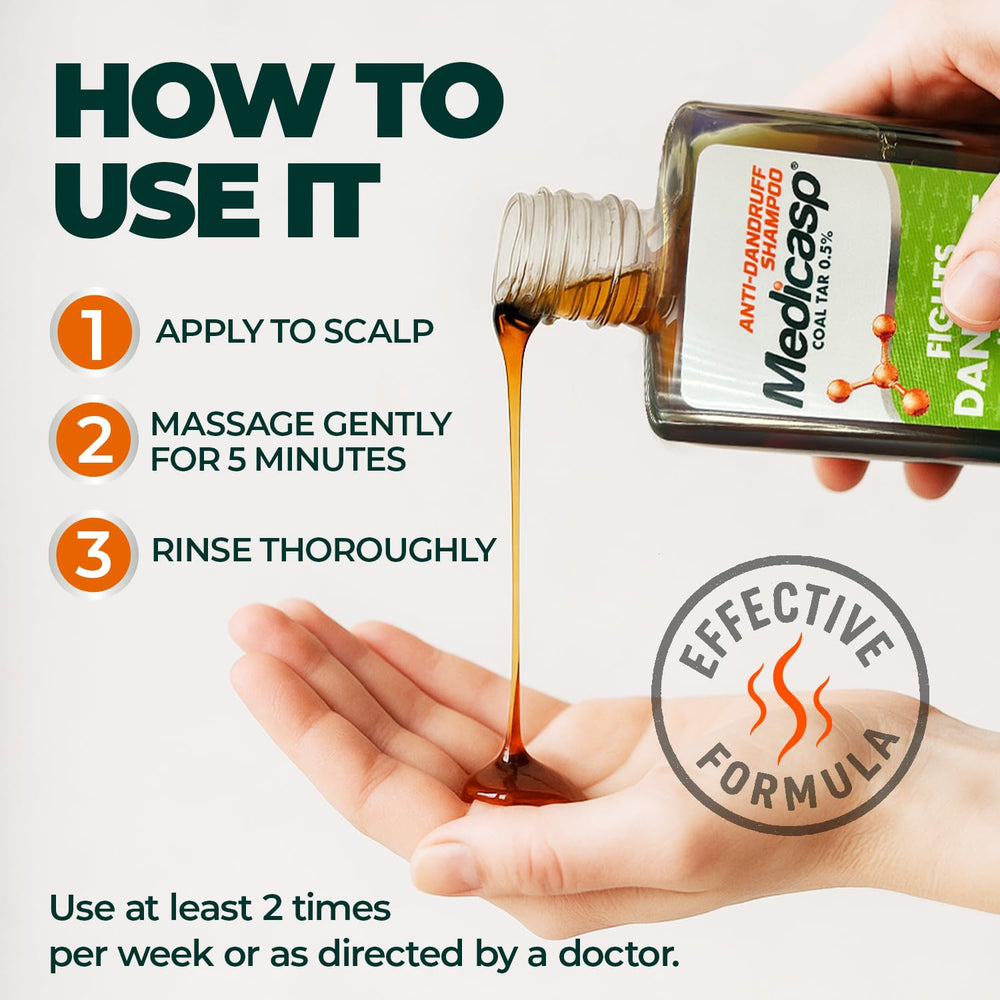 Medicasp shampoo used in a typical hair-wash routine