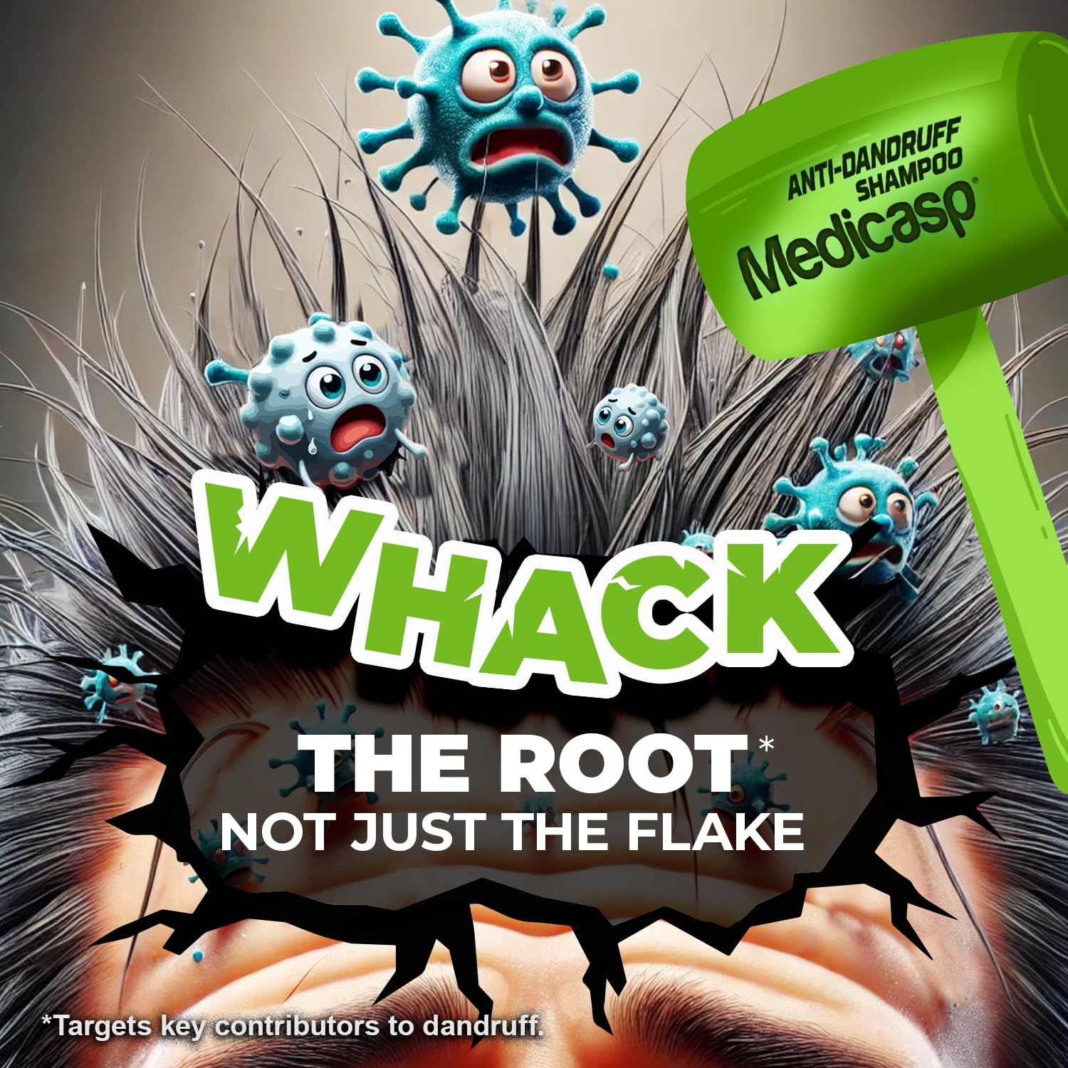 Medicasp label-front highlighting 0.5% coal tar for scalp care