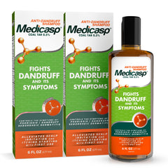 Medicasp coal tar shampoo bottle for dandruff relief from the first wash