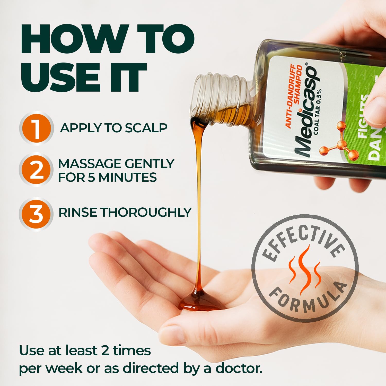 Medicasp coal tar shampoo on bathroom shelf