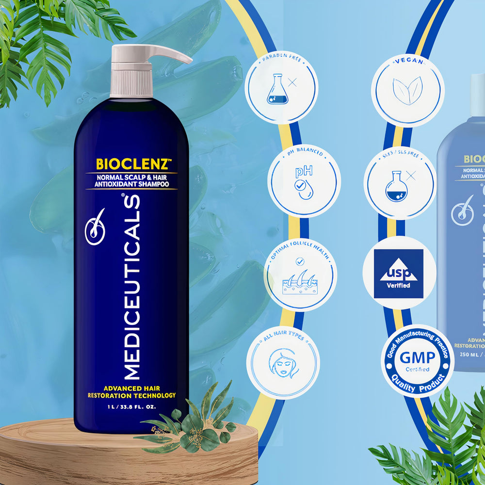 Bioclenz Shampoo packaging front conveys premium care and size