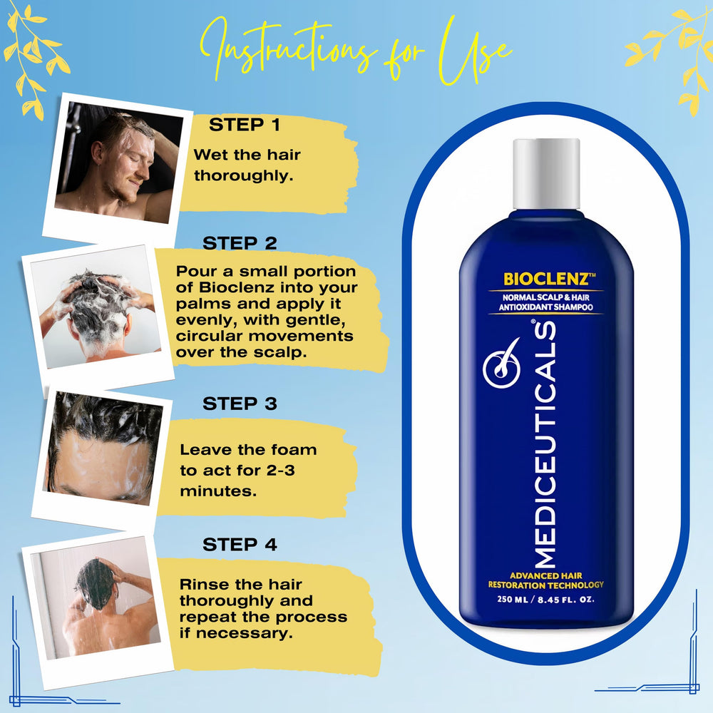 Mediceuticals Bioclenz Shampoo pump-dispense emphasizes convenient, mess-free dosing.