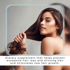 Mediceuticals HairGain packaging label, natural blend highlighted for potential hair support