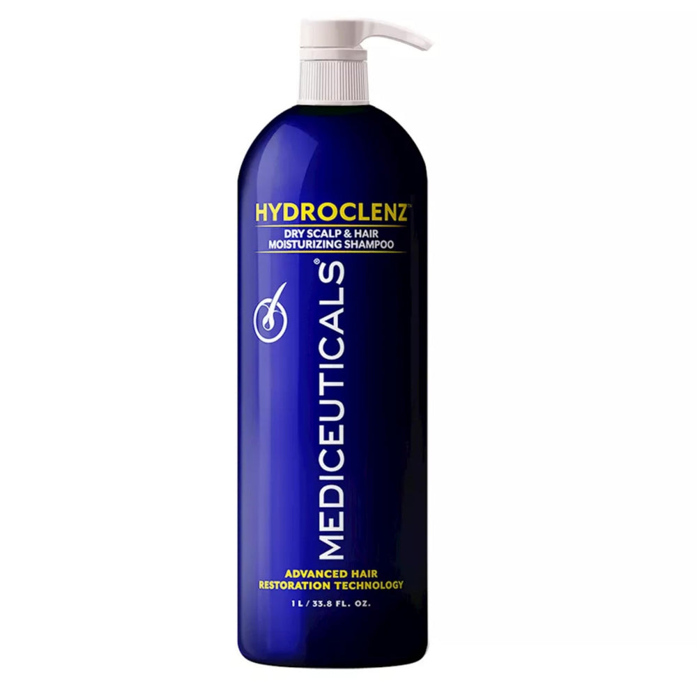 Mediceuticals HydroClenz bottle front showing moisturizing scalp support.