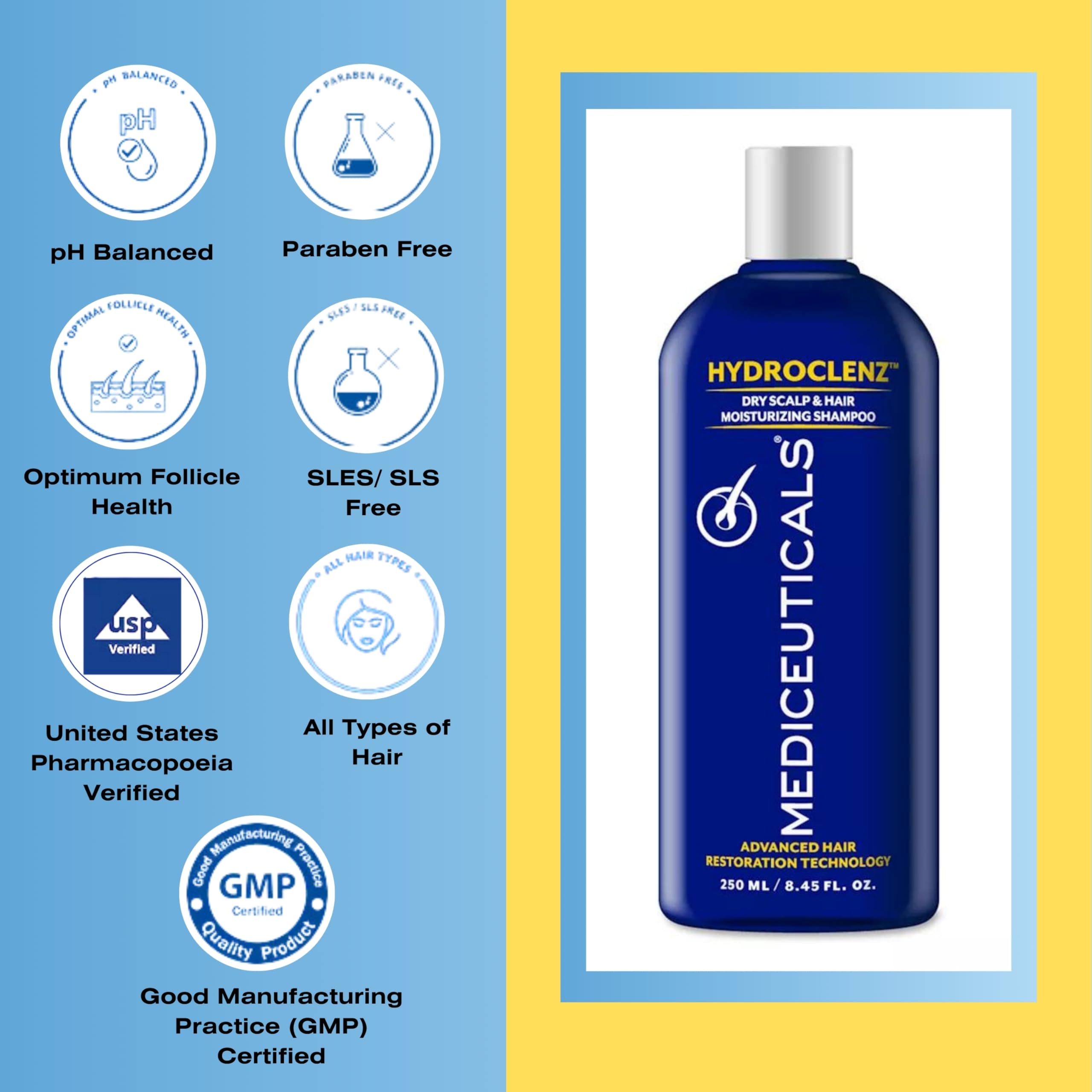 Mediceuticals HydroClenz dry scalp closeup promoting hydration.