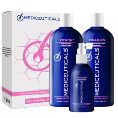 Mediceuticals Cellagen bottle close-up for gentle scalp nourishment and shine.