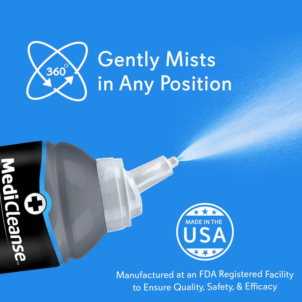 MediCleanse sterile saline for body art aftercare.
