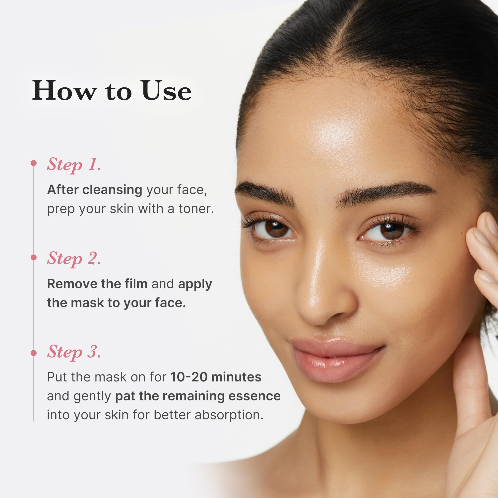 Medicube step by step application showing 10 to 20 minutes