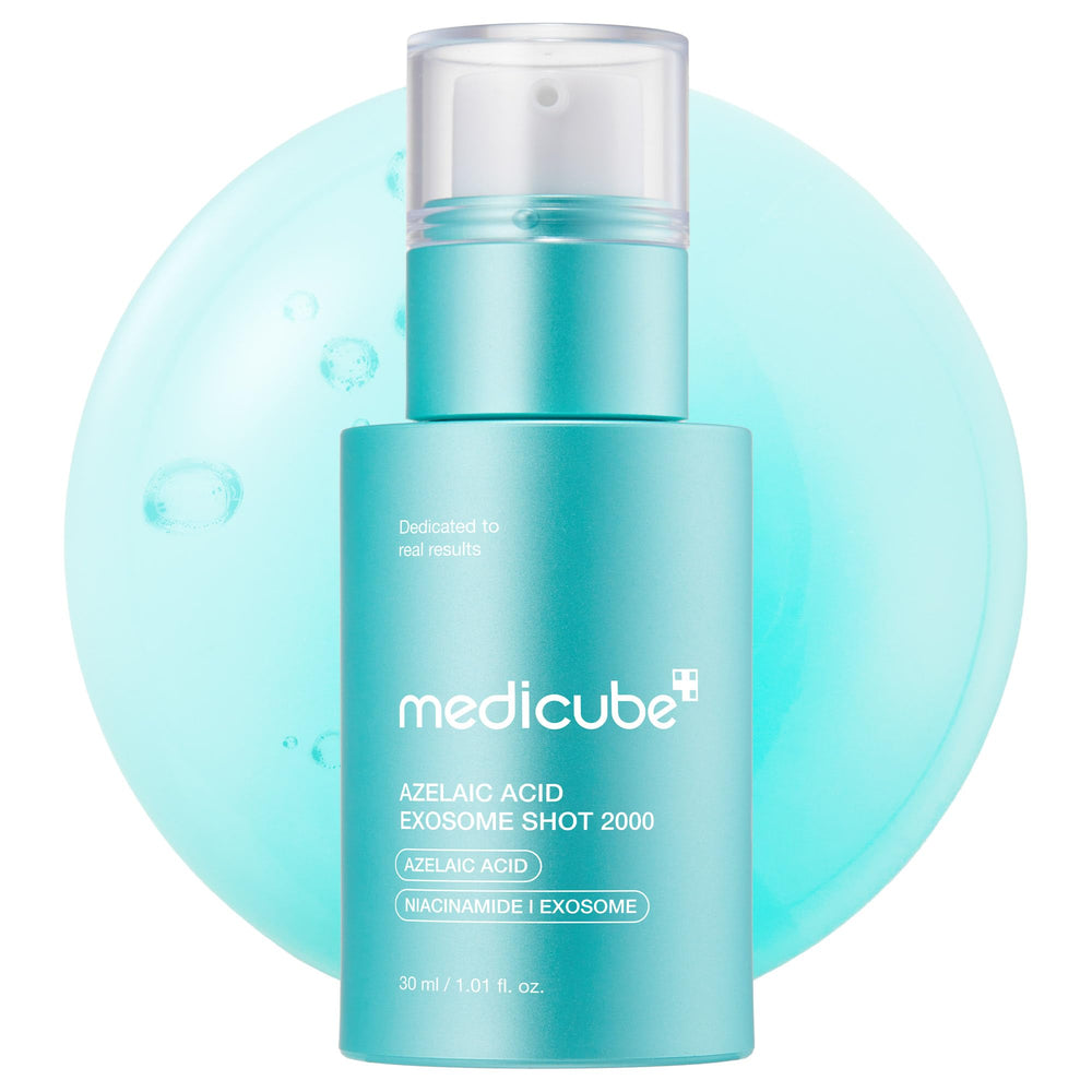 Medicube Azelaic Acid Exosome Shot Serum 2000 bottle pump calms redness and refines texture.