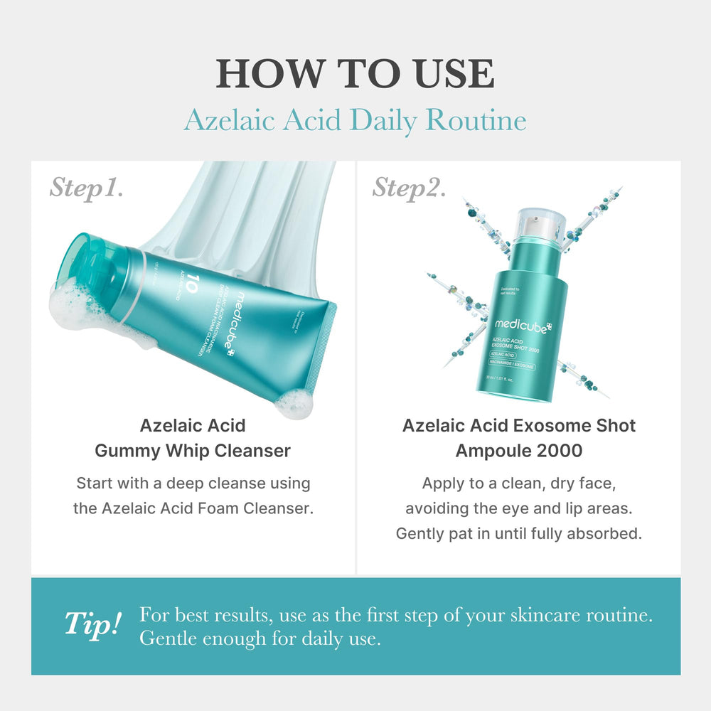 Medicube Azelaic Acid Exosome Shot Serum 2000 applied to the face for even tone.