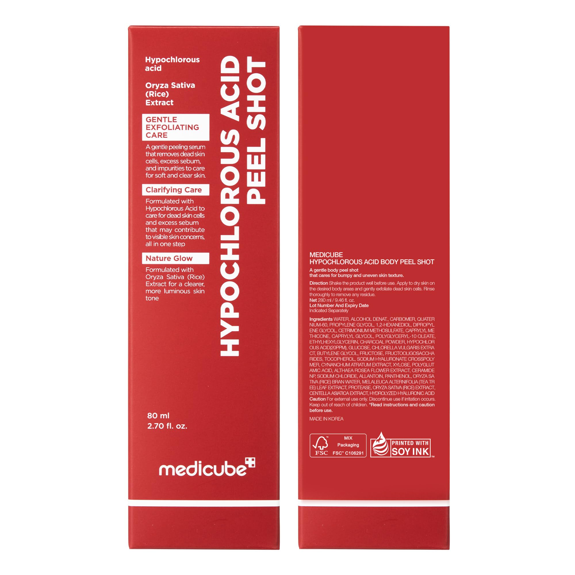 Medicube Body Peel Shot after-use glow suggesting improved texture and radiance.
